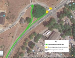 Annotated aerial showing bidirectional bike path alongside Coolidge
